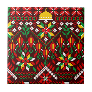 Palestina Tatreez Traditional Embrodery Kakelplatta