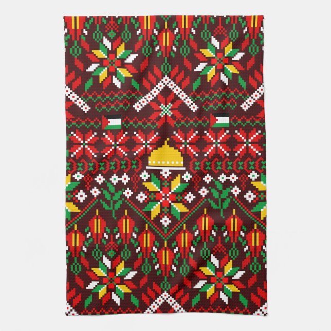 Palestina Tatreez Traditional Embrodery Kökshandduk (Vertikal)