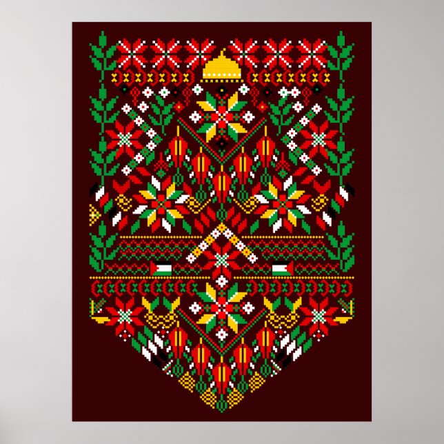 Palestina Tatreez Traditional Embrodery Poster (Framsidan)