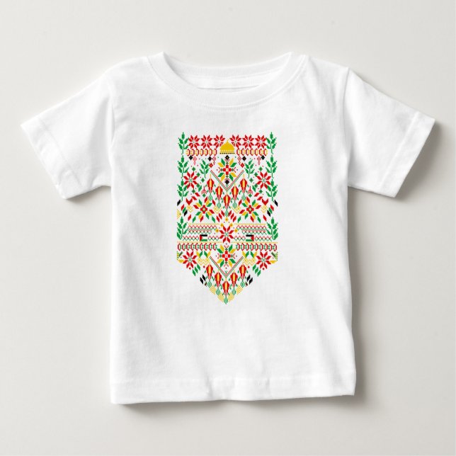 Palestina Tatreez Traditional Embrodery T Shirt (Framsida)