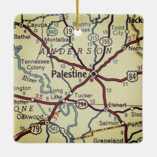 Palestina TX Vintage Karta Julgransprydnad Keramik