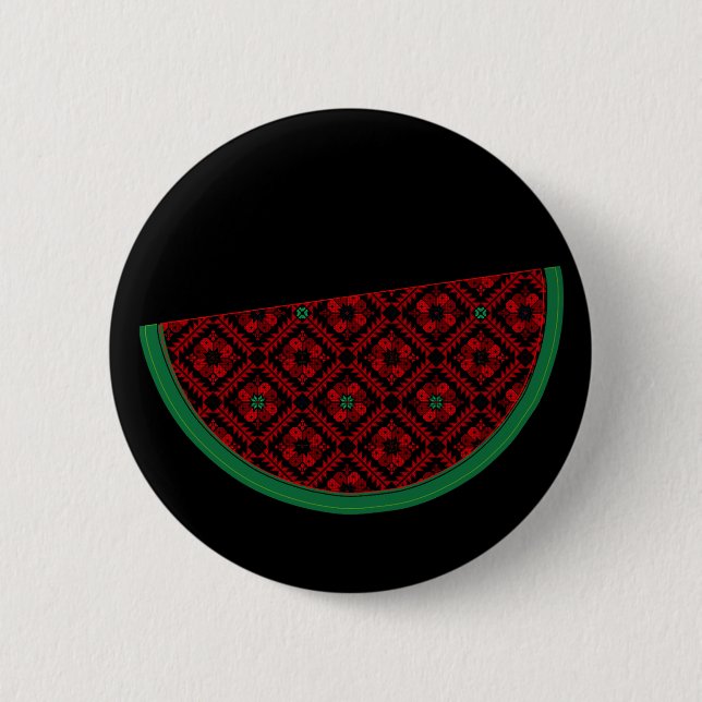 Palestina - vattenmelon Embroidery red tatuering Knapp (Framsida)