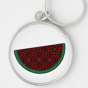 Palestina - vattenmelon Embroidery red tatuering Rund Silverfärgad Nyckelring