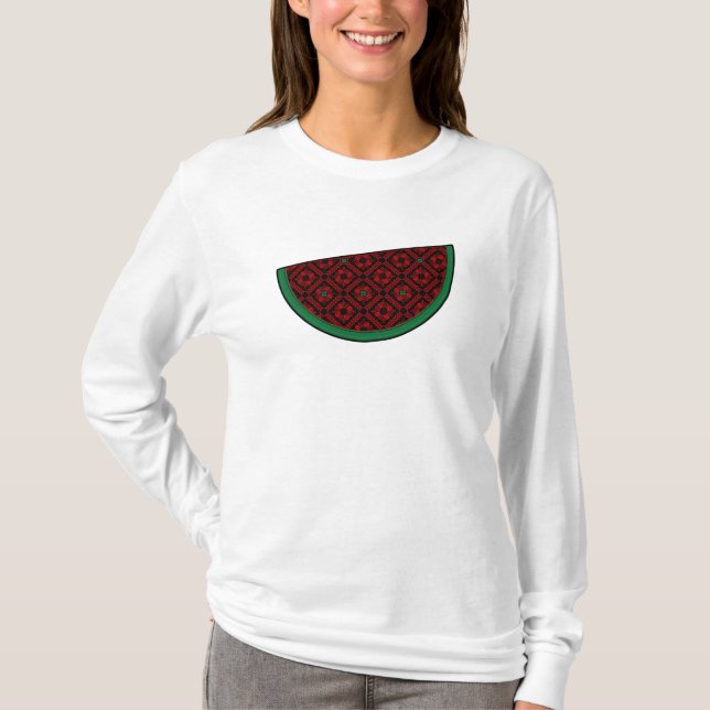 Palestina - vattenmelon Embroidery red tatuering T Shirt (Framsida)