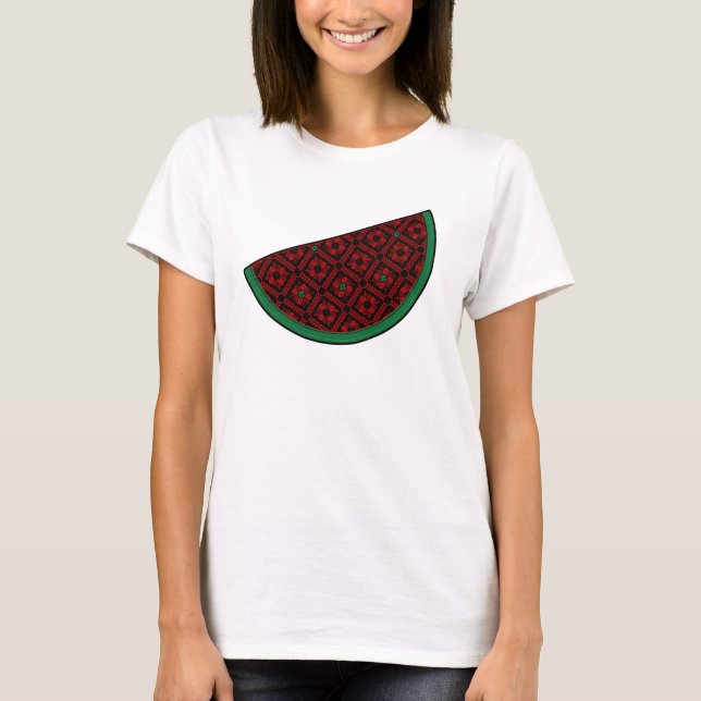 Palestina - vattenmelon Embroidery red tatuering T Shirt (Framsida)