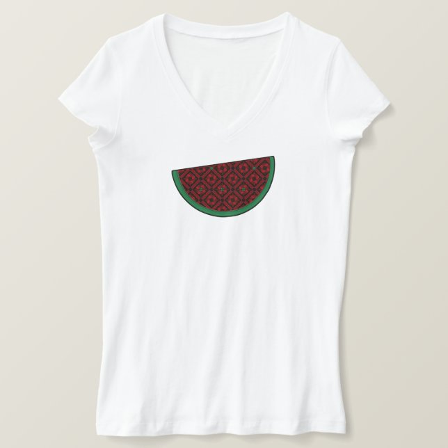 Palestina - vattenmelon Embroidery red tatuering T Shirt (Design framsida)