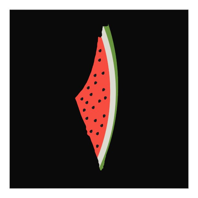 Palestina Watermelon Flagga Karta. Fria palestinie Fototryck (Framsidan)