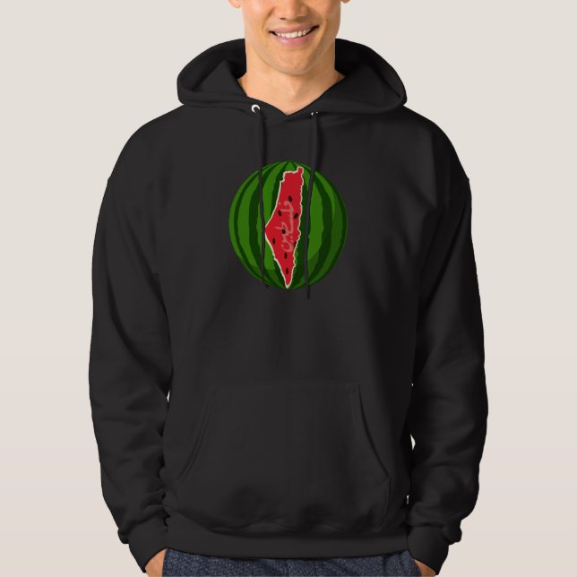 Palestina Watermelon Flagga Karta. Fria palestinie Hoodie (Framsida)