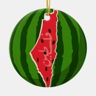 Palestina Watermelon Flagga Karta. Fria palestinie Julgransprydnad Keramik