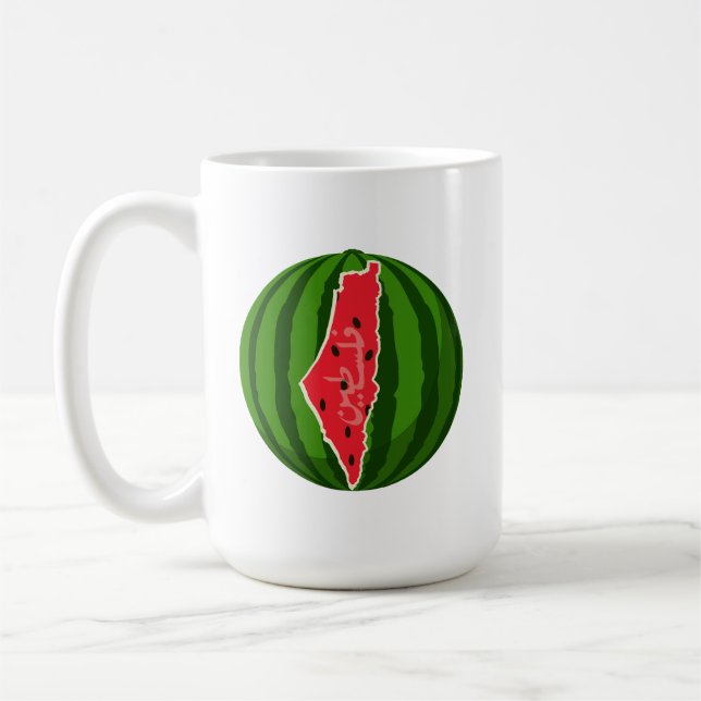 Palestina Watermelon Flagga Karta. Fria palestinie Kaffemugg (Vänster)