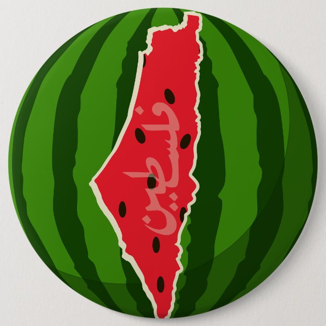 Palestina Watermelon Flagga Karta. Fria palestinie Knapp (Framsida)
