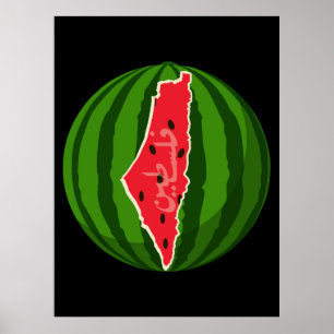 Palestina Watermelon Flagga Karta. Fria palestinie Poster