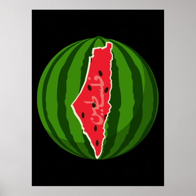 Palestina Watermelon Flagga Karta. Fria palestinie Poster (Framsidan)