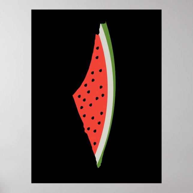 Palestina Watermelon Flagga Karta. Fria palestinie Poster (Framsidan)