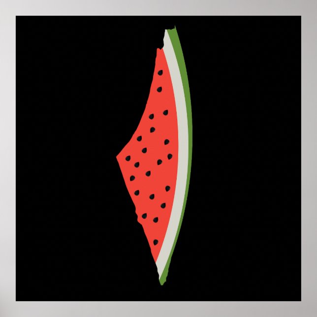 Palestina Watermelon Flagga Karta. Fria palestinie Poster (Framsidan)