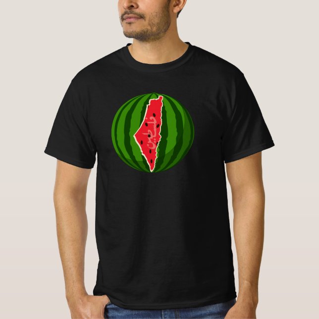 Palestina Watermelon Flagga Karta. Fria palestinie T Shirt (Framsida)