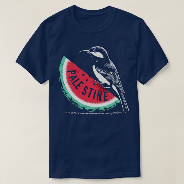 Palestina Watermelon och Sunbird T Shirt (Design framsida)