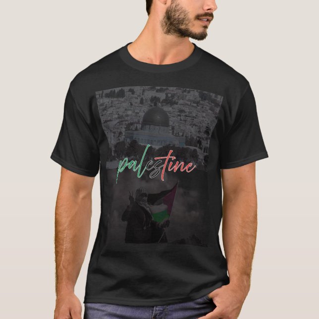 Palestinadagen Sten & Freedom Flagga - Solida T Shirt (Framsida)