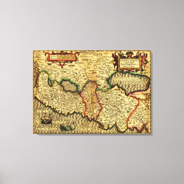 PalestinaPanoramisk kartaPalestina 4 Canvastryck (Framsida)