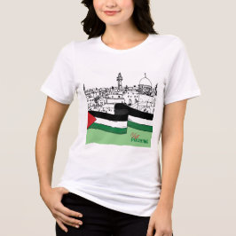 Palestinas flagga och gamla hus som dras för hand t shirt