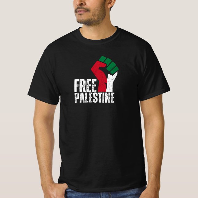Palestinas fria Flagga i Gaza - Palestinas frihet T Shirt (Framsida)