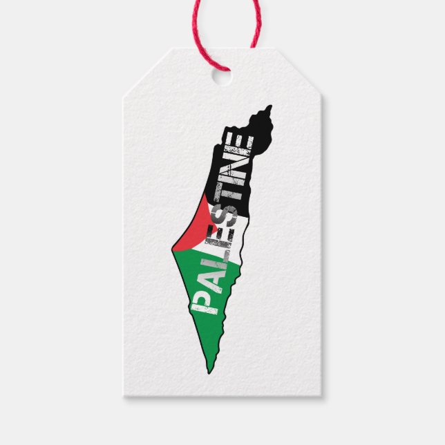 Palestinas fria Flagga på Palestina Karta Presentetikett (Framsidan)