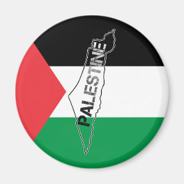 Palestinas fria Karta på Palestina-Flagga Magnet