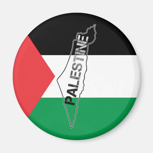 Palestinas fria Karta på Palestina-Flagga Magnet (Framsidan)