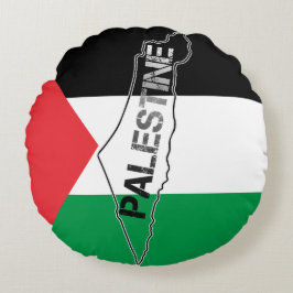 Palestinas fria Karta på Palestina-Flagga Rund Kudde