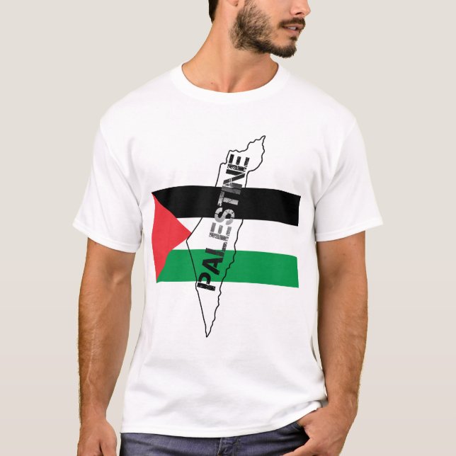 Palestinas fria Karta på Palestina-Flagga T Shirt (Framsida)