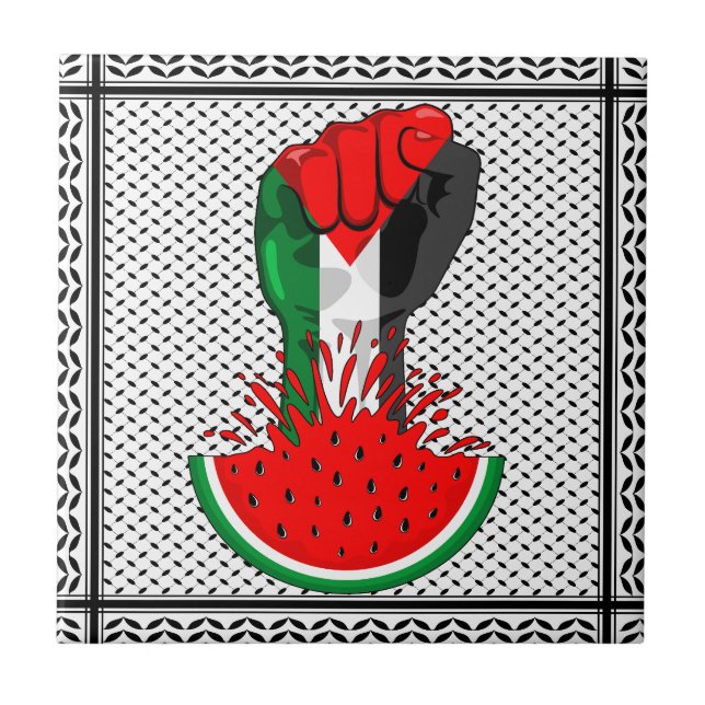 Palestinas motstånd börjar på Watermelonsymbolen Kakelplatta (Framsidan)