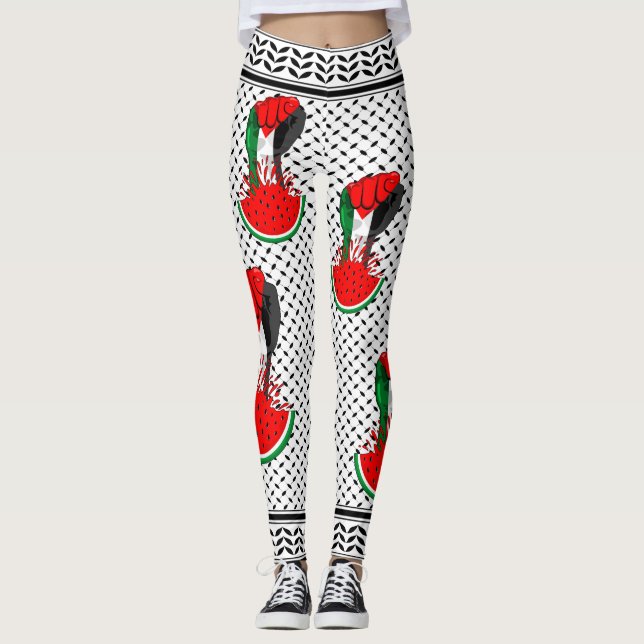 Palestinas motstånd börjar på Watermelonsymbolen Leggings (Framsida)