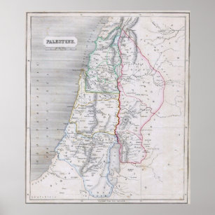 Palestinas vintage Karta (1845) Poster