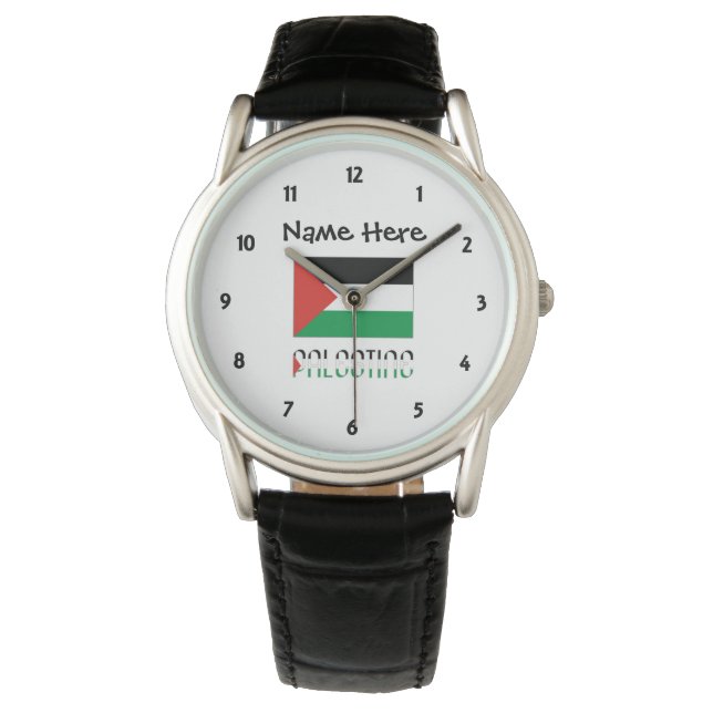 Palestine and Palestinian Flag with Your Name Armbandsur (Framsida)