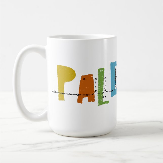 PALESTINE Arabiskt Namn Färgglatt  Kaffemugg (Vänster)