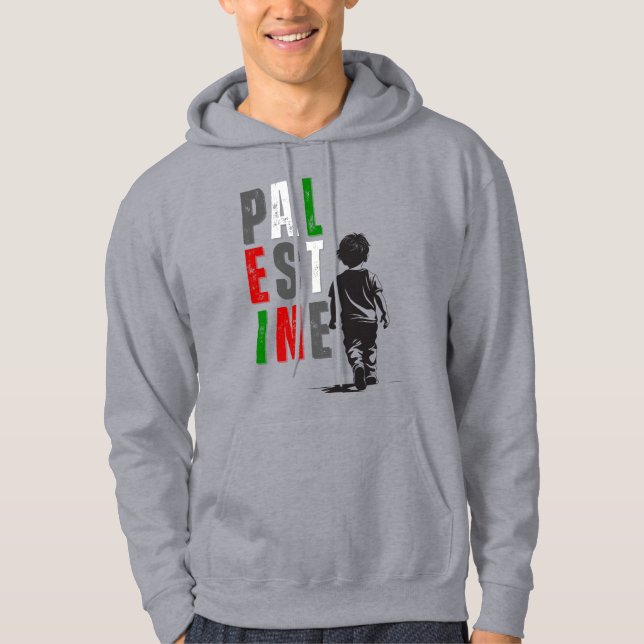 PALESTINE Distressed Bold Hoodie – Gående Barn (Framsida)