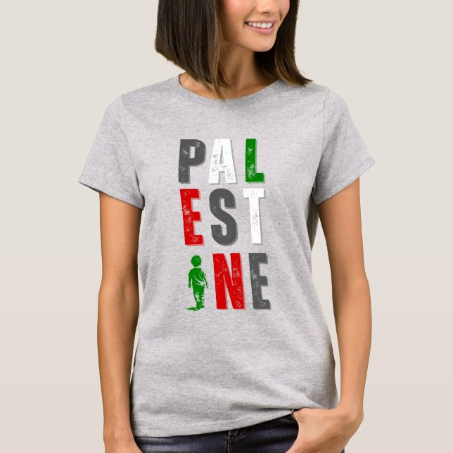 PALESTINE Distressed Bold T-shirt – Flaggans färge (Framsida)
