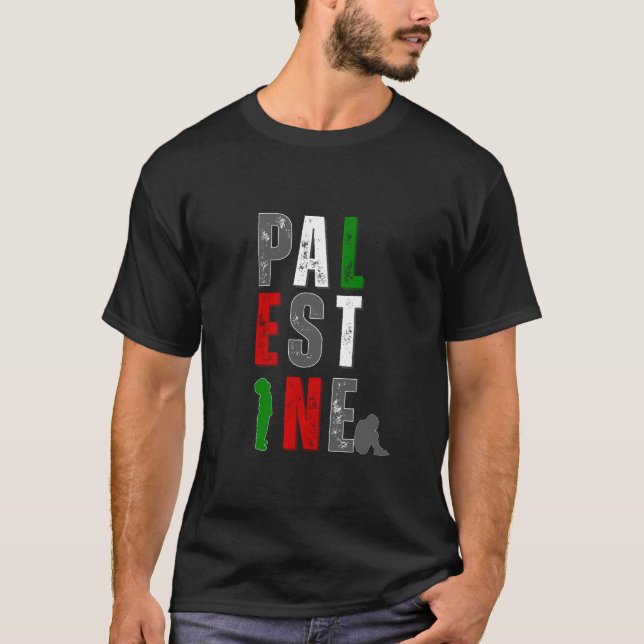 PALESTINE Distressed Bold T-shirt – Flaggfärger (Framsida)