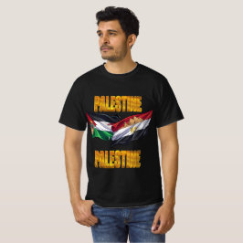 Palestine Egypt flaggor enhet guld text t-shirt