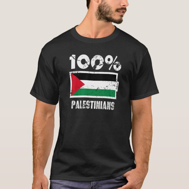 Palestine Flag Support 100 Palestinians Battery Po T Shirt (Framsida)