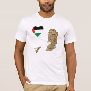 Palestine Flagga Heart och Karta T-Shirt