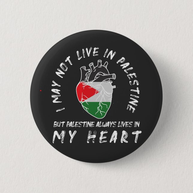 Palestine Flagga Human Heart T-Shirt Knapp (Framsida)