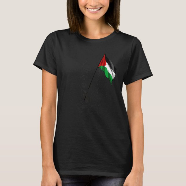 Palestine  Hanzala holding Palestinian Flag  Free  T Shirt (Framsida)