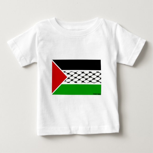 Palestine Keffiyeh Flagga T Shirt (Framsida)