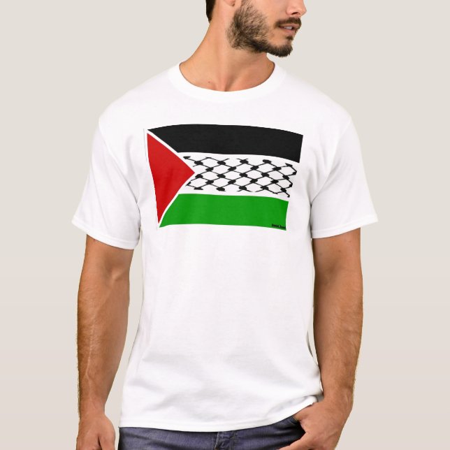 Palestine Keffiyeh Flagga T Shirt (Framsida)