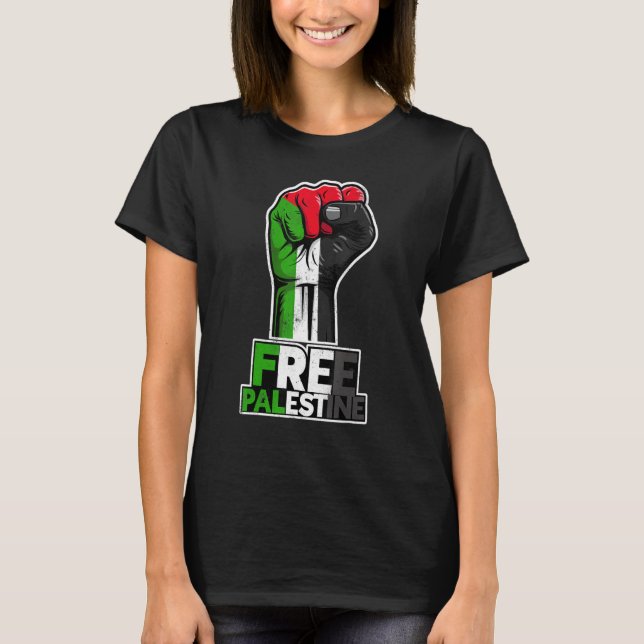 Palestine  Palestine Flag  Palestinian fist  Free  T Shirt (Framsida)