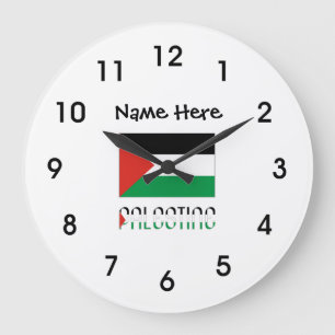 Palestine Palestinsk Flagga Svart Personalisering Stor Klocka