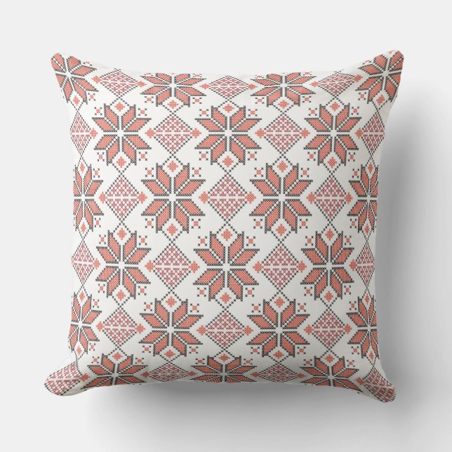 Palestine Realistiskt Tatreez Broderimönster #4 Kudde (Framsida)