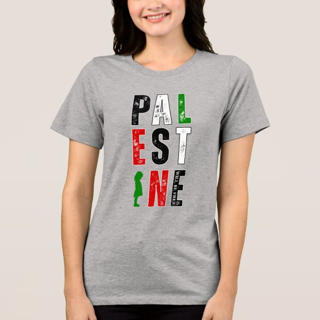 PALESTINE Solidarity T-Shirt - Distress Fet (Framsida)