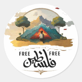 Palestine Sticker Runt Klistermärke